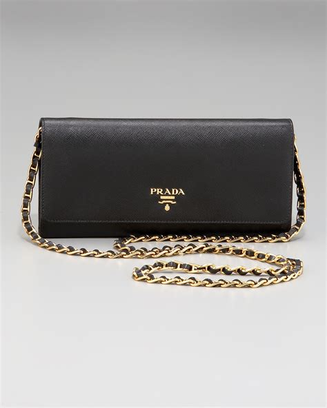 prada saffiano lux wallet on chain sling|prada bifold wallets for women.